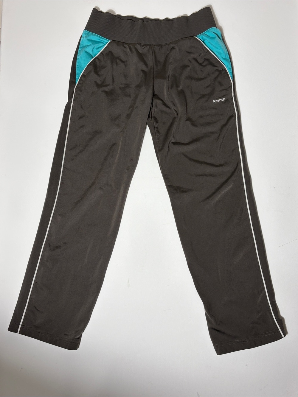 Reebok Women’s Athletic Track Pants Brown Teal Colorblock Joggers Medium